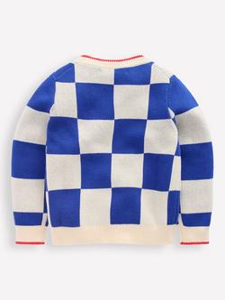 Mini Boden Kids' Graphic Jumper, Blue/Multi - view 2, Blue/Multi