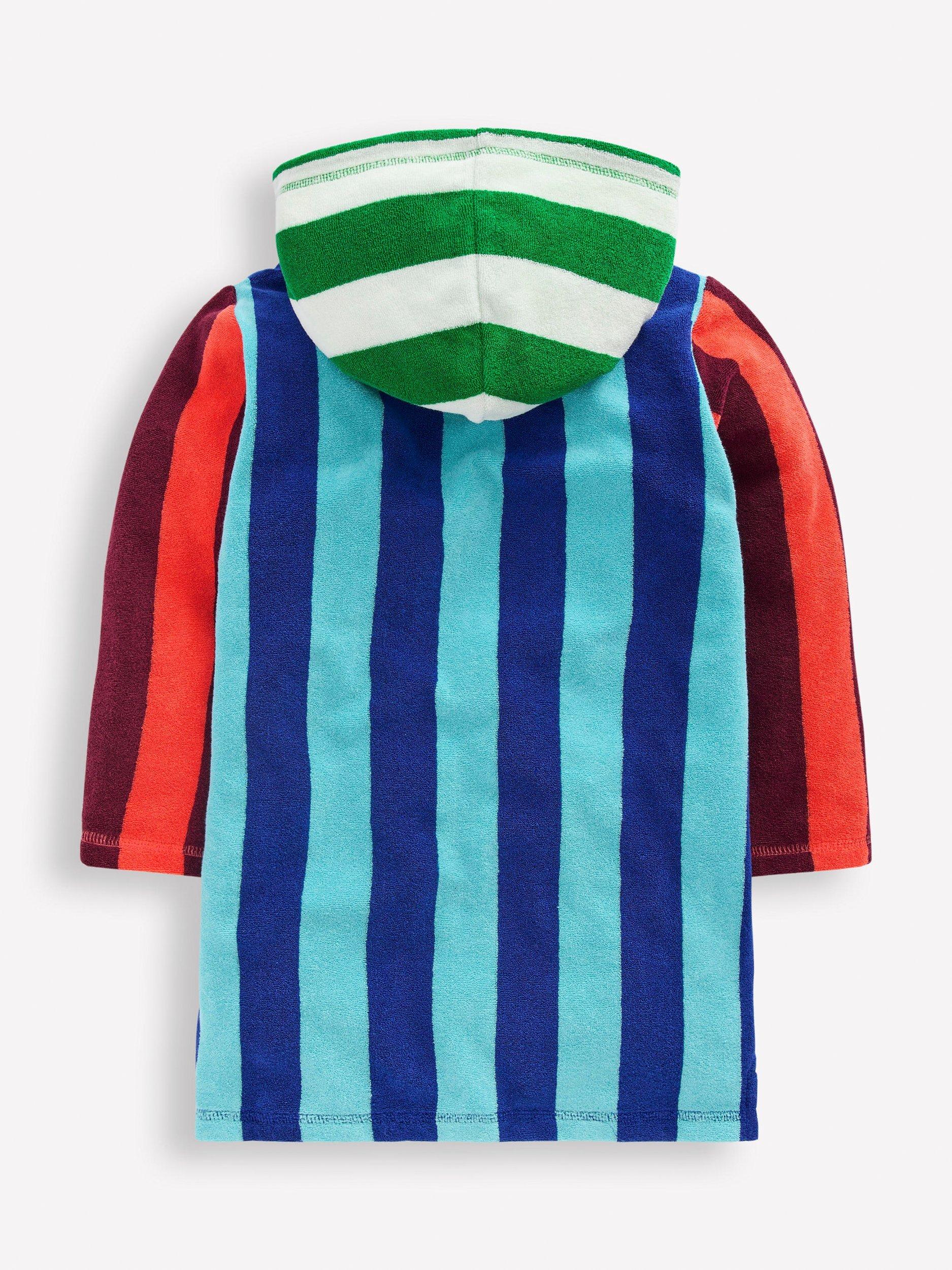 Product image 2 of 3, which shows Mini Boden Kids' Striped Towelling Robe, Multi, 2-3 years