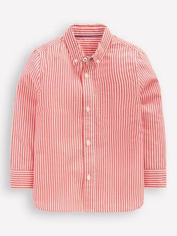 Mini Boden Kids' Cotton Striped Shirt, Red, Red