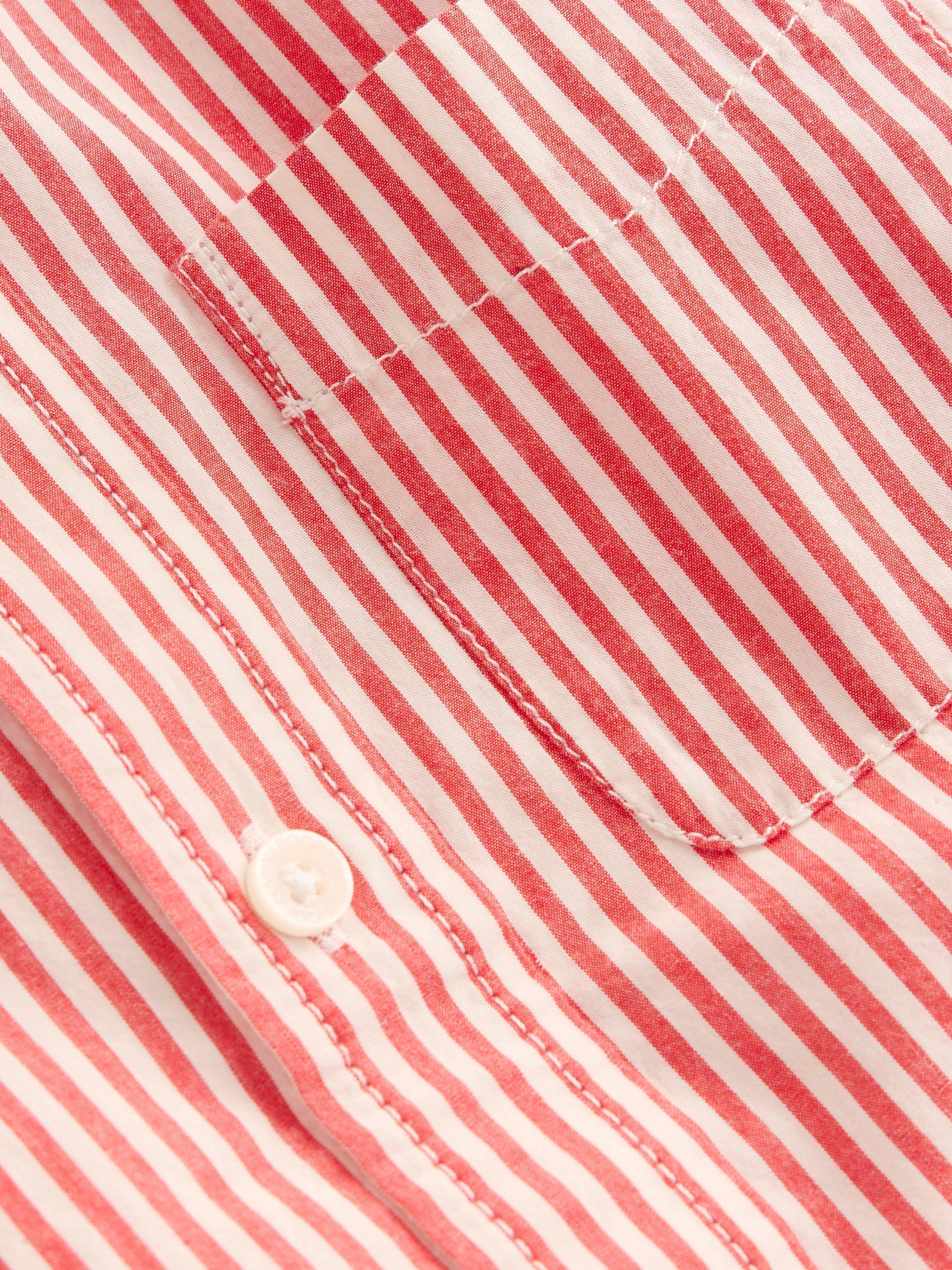 Product image 3 of 3, which shows Mini Boden Kids' Cotton Striped Shirt, Red, 2-3 years