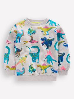 Mini Boden Kids' Everyday Printed Sweatshirt, Grey/Multi