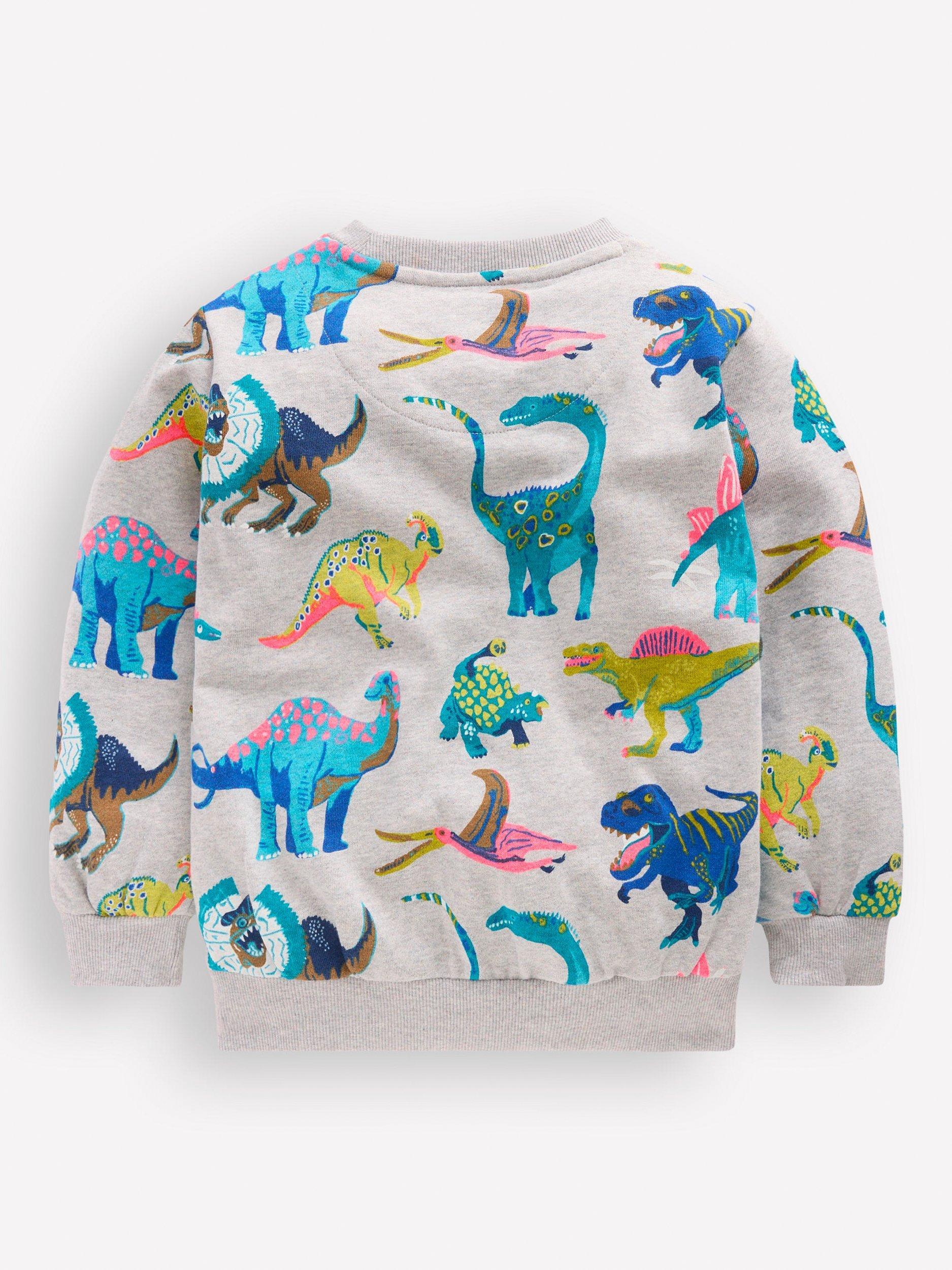 Product image 2 of 3, which shows Mini Boden Kids' Everyday Printed Sweatshirt, Grey/Multi, 2-3 years