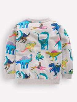 Mini Boden Kids' Everyday Printed Sweatshirt - view 2, Grey/Multi