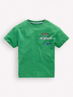 Mini Boden Kids' Short Sleeve Graphic Print T-Shirt, Green Vehicles, Green Vehicles