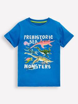 Mini Boden Kids' Glow in the Dark Sea Monsters T-Shirt, Blue/Multi, Blue/Multi