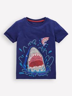 Mini Boden Kids' Glow In the Dark Superstitch T-Shirt, Blue/Multi, Blue/Multi