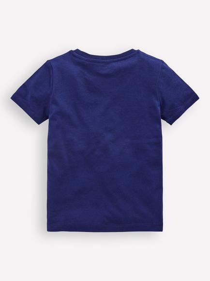 Mini Boden Kids' Glow In the Dark Superstitch T-Shirt, Blue/Multi - view 2, Blue/Multi