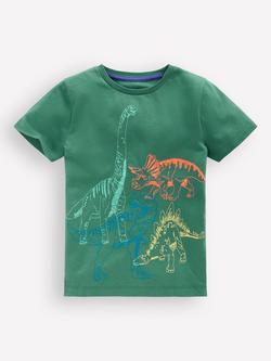 Mini Boden Kids' Linear Stitch T-Shirt, Green, Green