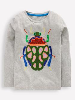 Mini Boden Kids' Long Sleeve Applique Top, Grey, Grey