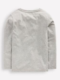 Mini Boden Kids' Long Sleeve Applique Top, Grey - view 2, Grey