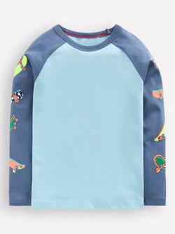Mini Boden Kids' Printed Long Sleeve T-Shirt, Blue, Blue