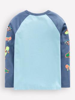 Mini Boden Kids' Printed Long Sleeve T-Shirt, Blue - view 2, Blue
