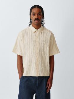 John Lewis x LABRUM Cotton Regular Fit Textured Jacquard Shirt, Ecru, Ecru