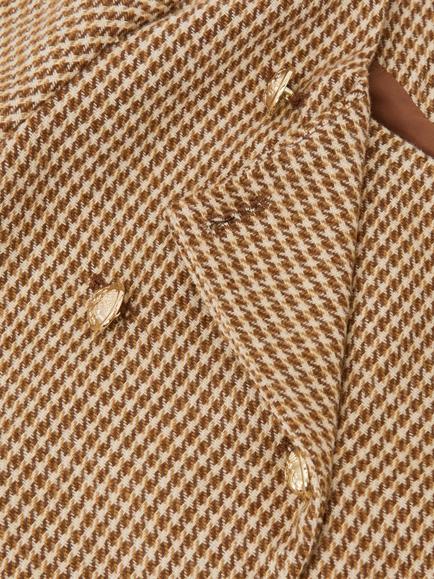 Reiss Kids' Brooke Puppytooth Check Fitted Jacket, Brown - view 2, Brown
