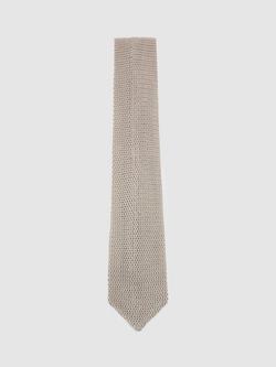 Reiss Punto Silk Knit Tie, Champagne, Champagne