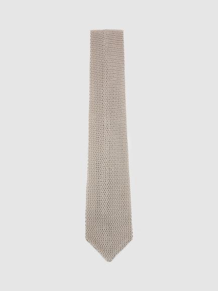 Reiss Punto Silk Knit Tie, Champagne, Champagne