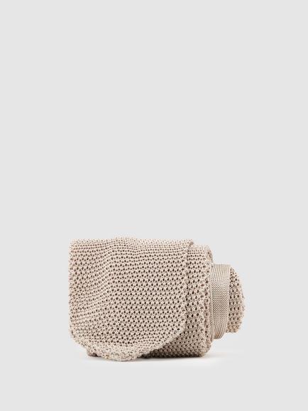 Reiss Punto Silk Knit Tie, Champagne - view 2, Champagne