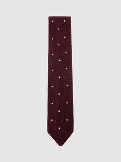 Reiss Punto Spot Silk Tie, Burgundy, Burgundy