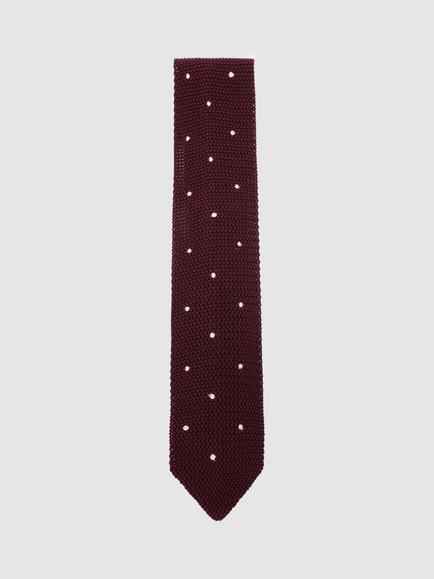 Reiss Punto Spot Silk Tie, Burgundy, Burgundy