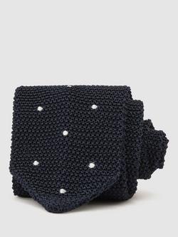 Reiss Punto Spot Silk Tie, Navy, Navy