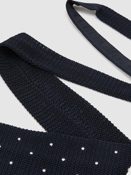 Reiss Punto Spot Silk Tie, Navy - view 2, Navy