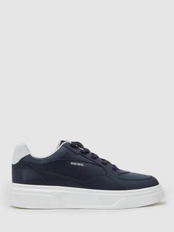 Reiss Cast Leather Chunky Sole Trainers, Navy