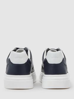 Reiss Cast Leather Chunky Sole Trainers - view 2, Navy
