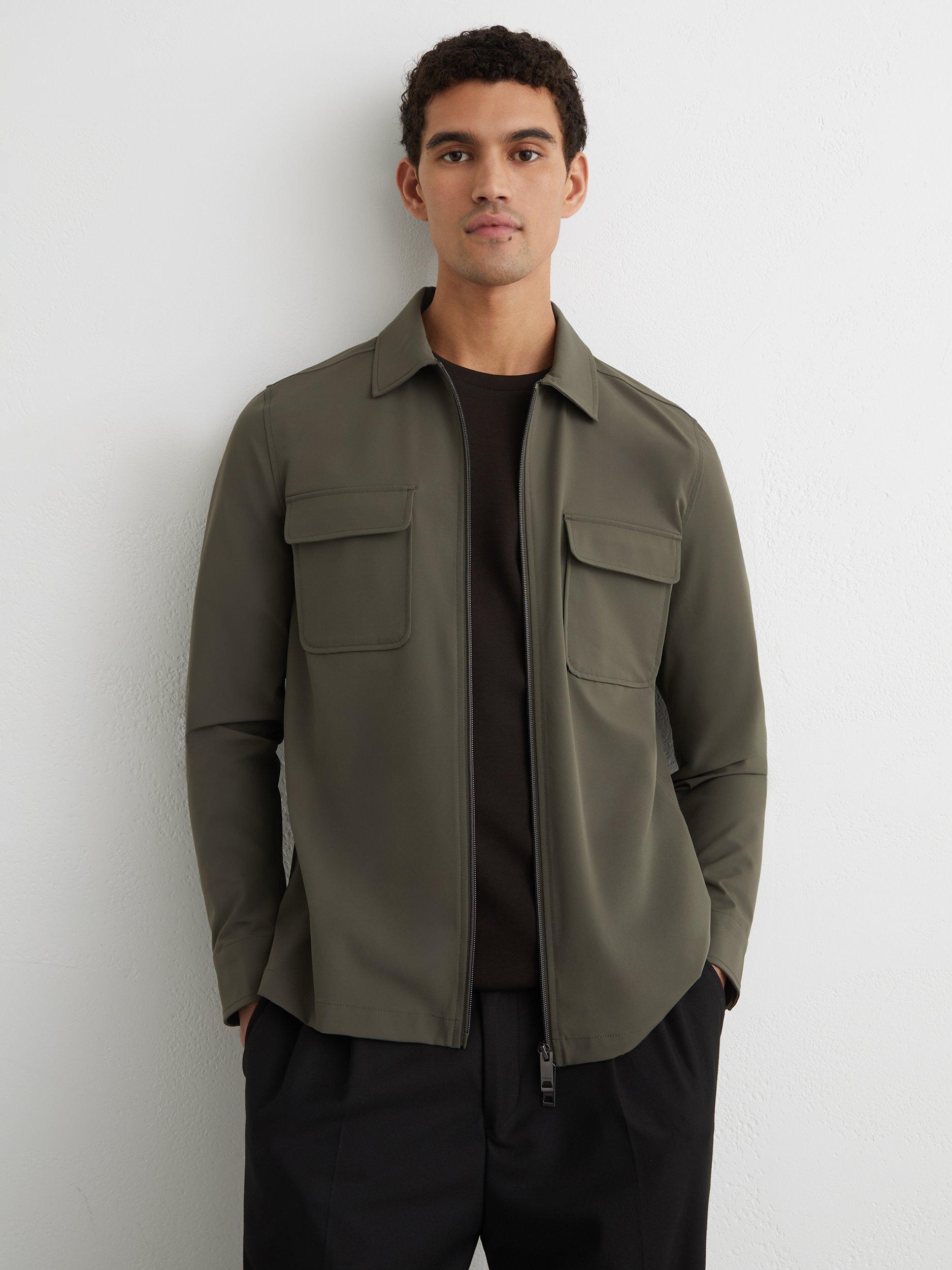 Product image 1 of 5, which shows Reiss Ascend Regular Fit Shirt, Green, XS