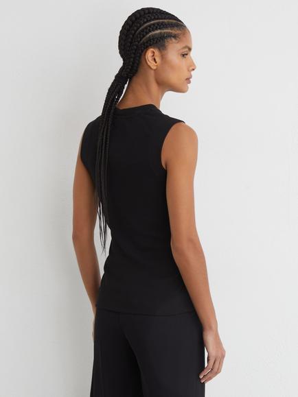 Reiss Trudy Ruched Ribbed Vest, Black - view 2, Black