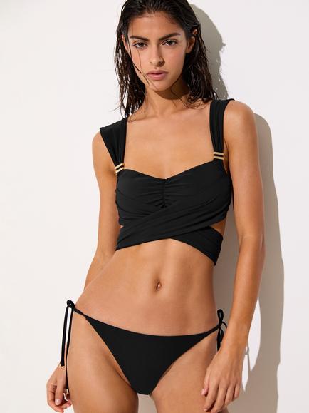 Reiss Riah Side Tie Bikini Bottoms, Black
