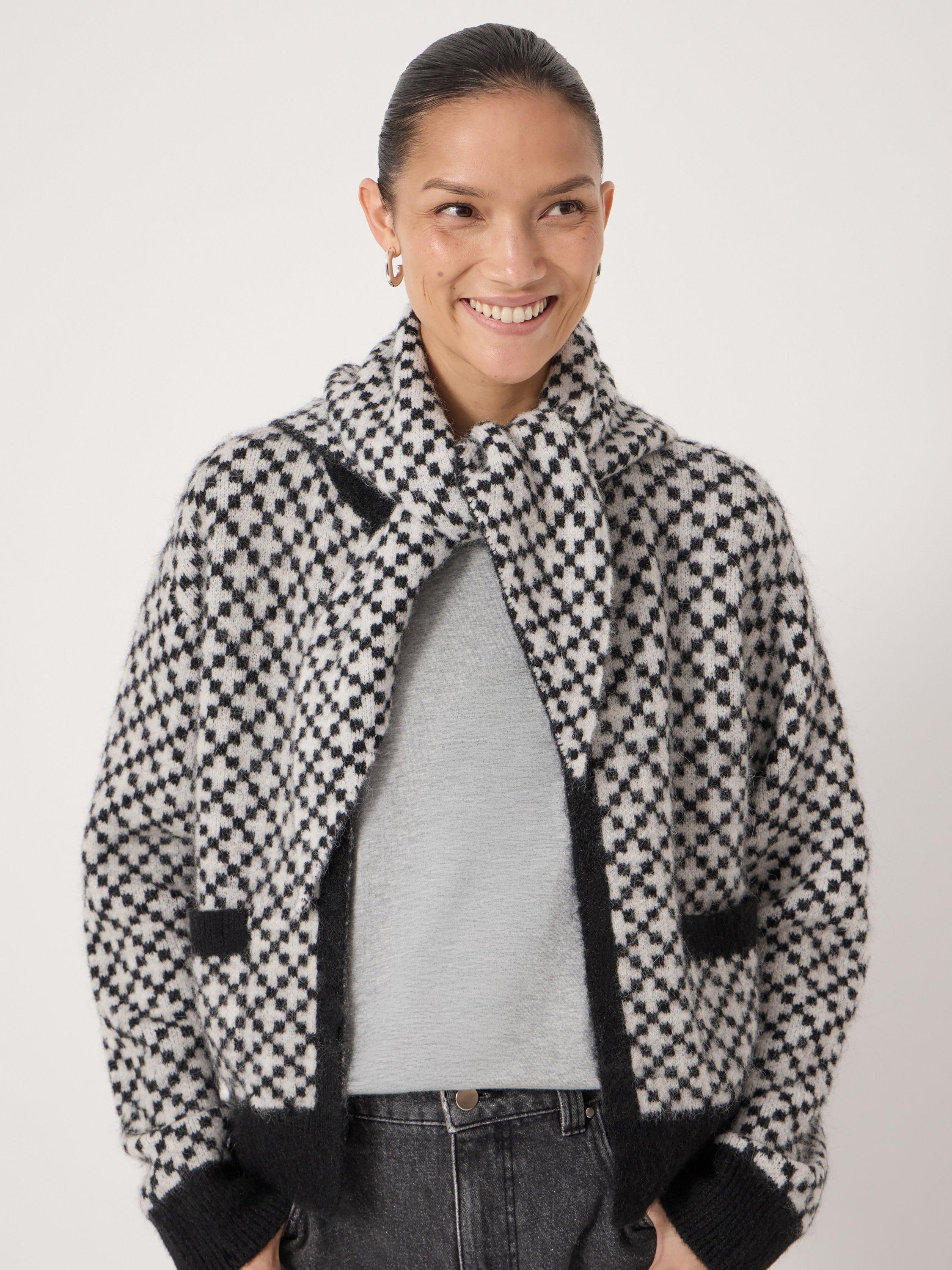 Product image 1 of 4, which shows HUSH Nordic Jacquard Triangle Scarf, Black, One Size