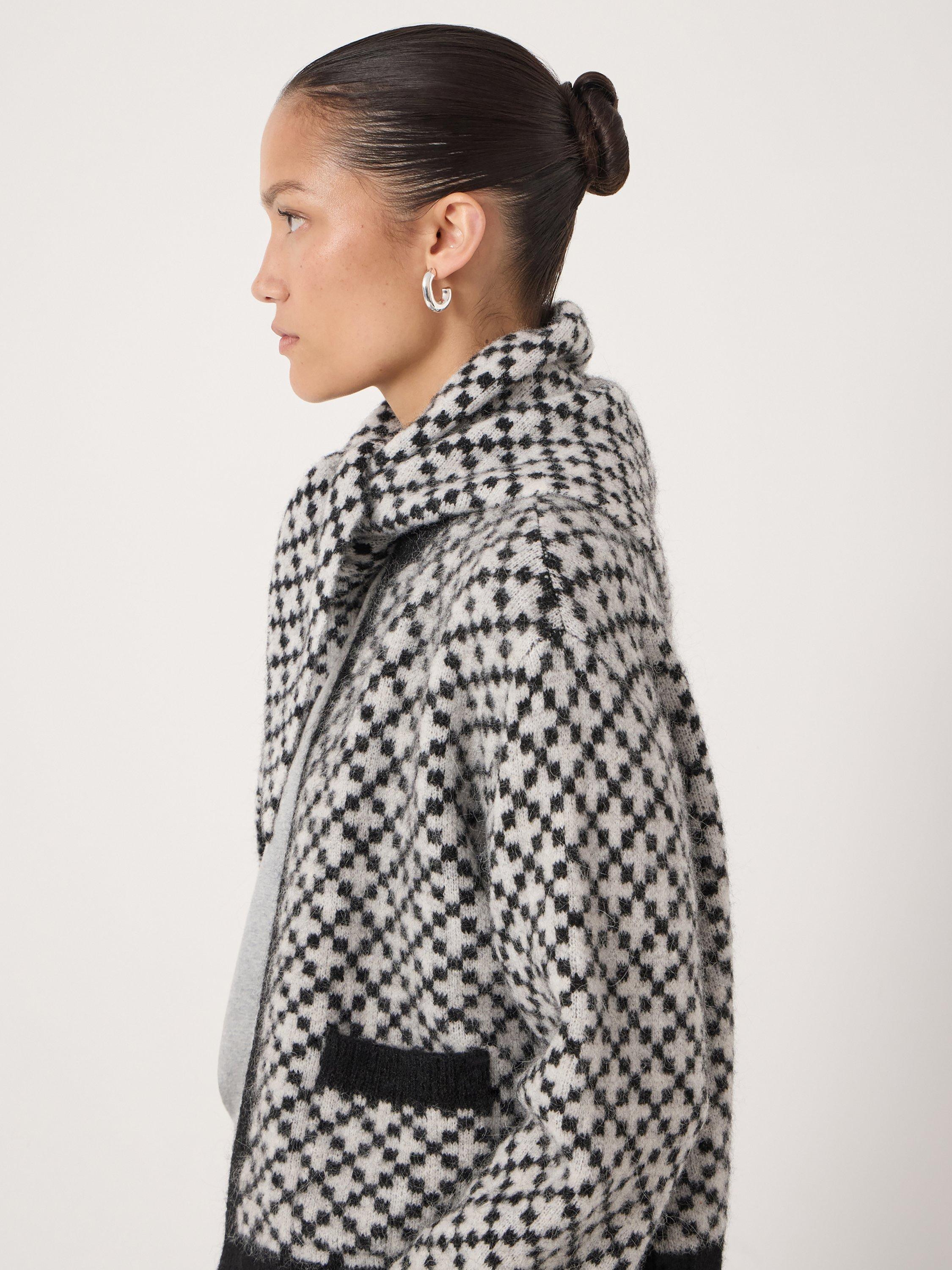 Product image 2 of 4, which shows HUSH Nordic Jacquard Triangle Scarf, Black, One Size