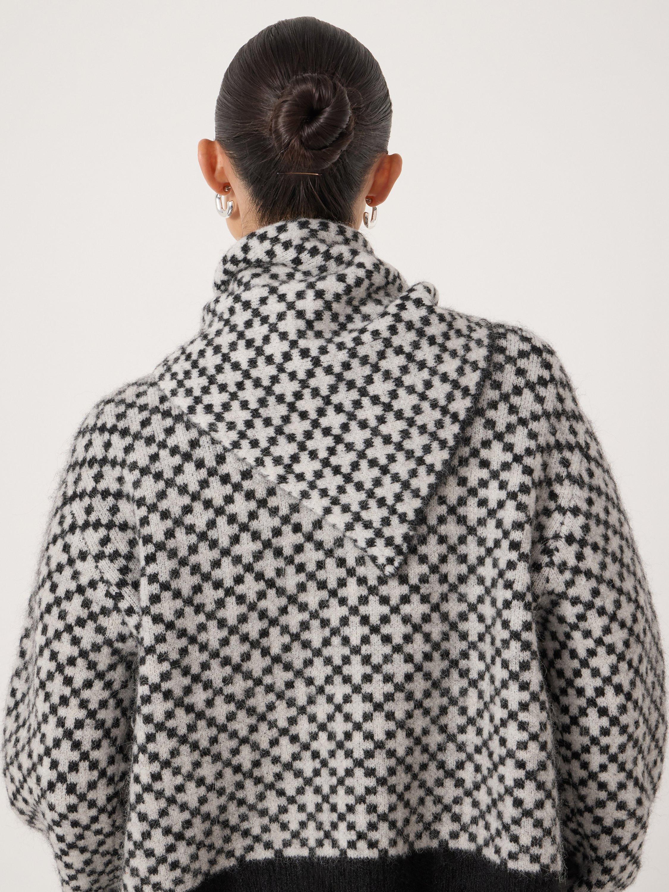 Product image 3 of 4, which shows HUSH Nordic Jacquard Triangle Scarf, Black, One Size