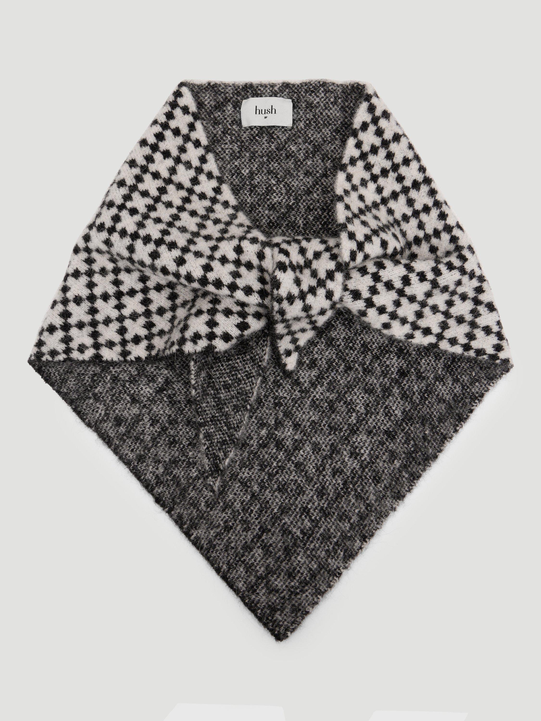 Product image 4 of 4, which shows HUSH Nordic Jacquard Triangle Scarf, Black, One Size