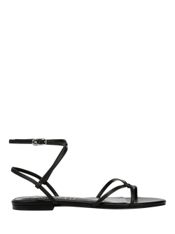 Sam Edelman Ellina Leather Flat Strappy Sandals, Black, Black