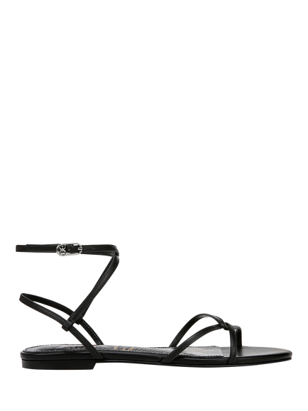 Sam Edelman Ellina Leather Flat Strappy Sandals, Black, Black