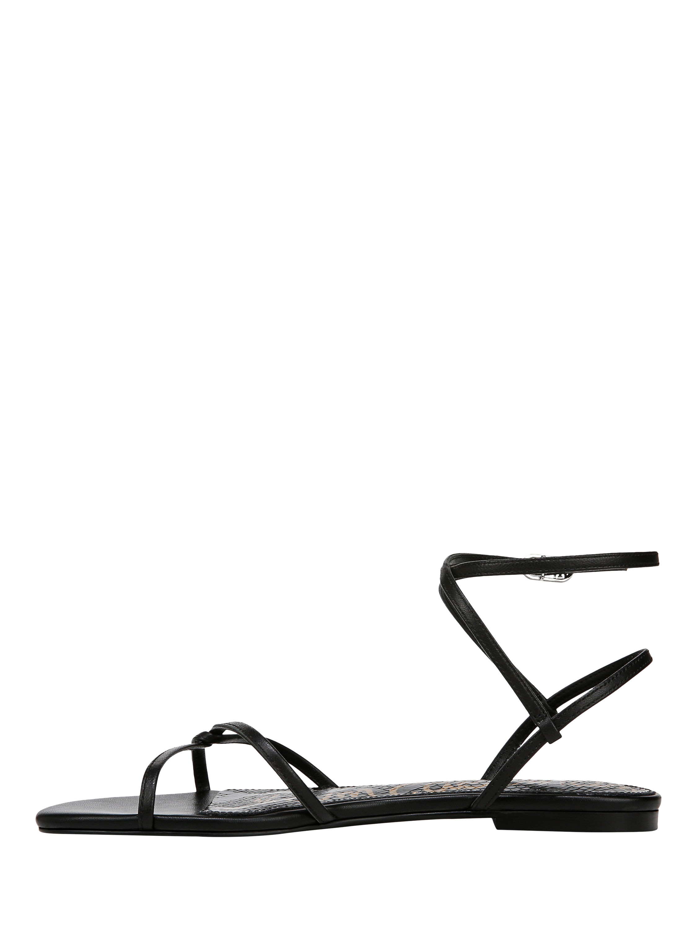 Product image 2 of 6, which shows Sam Edelman Ellina Leather Flat Strappy Sandals, Black, 3
