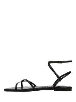 Sam Edelman Ellina Leather Flat Strappy Sandals, Black - view 2, Black