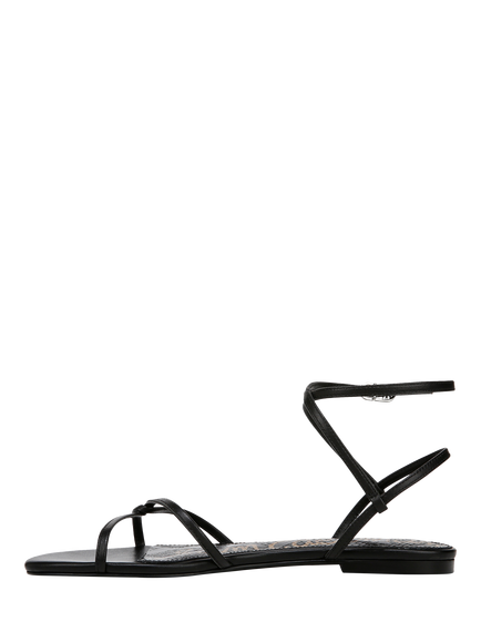 Sam Edelman Ellina Leather Flat Strappy Sandals, Black - view 2, Black