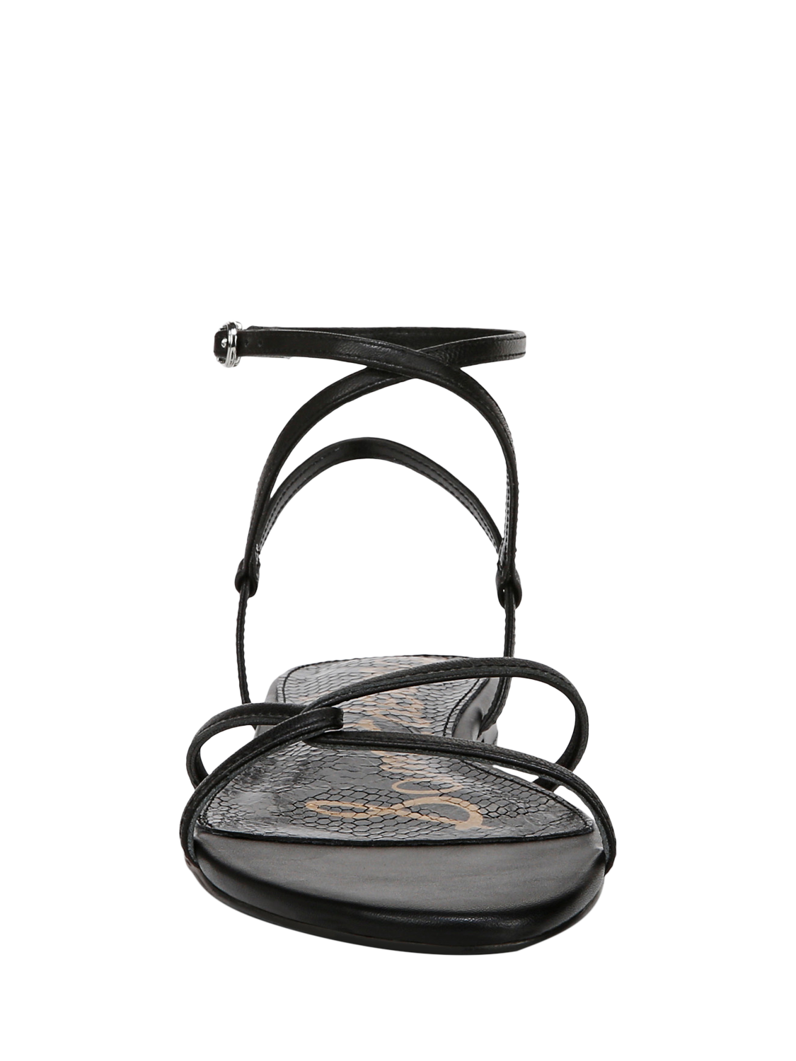 Product image 3 of 6, which shows Sam Edelman Ellina Leather Flat Strappy Sandals, Black, 3