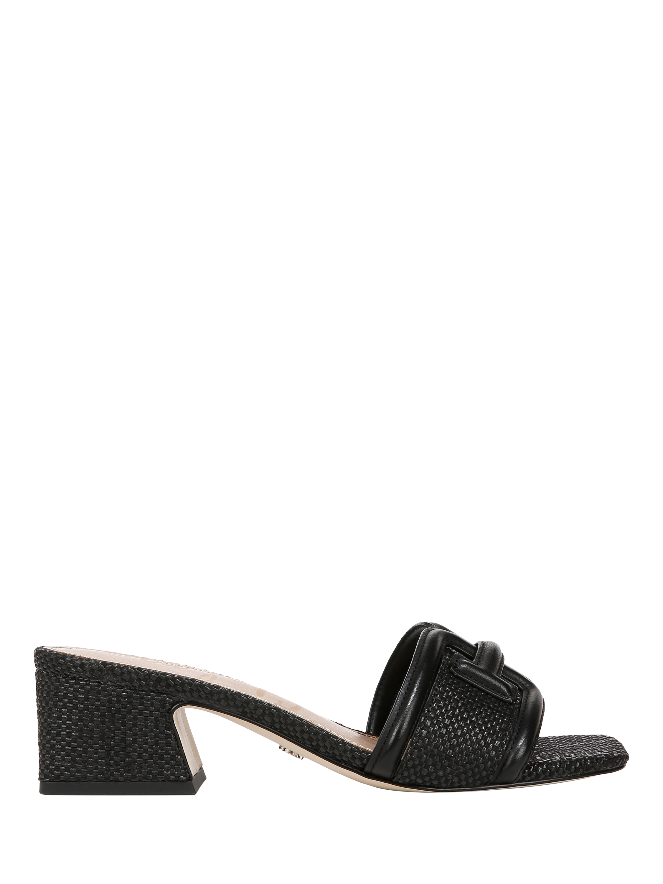 Product image 1 of 6, which shows Sam Edelman Waylon Woven Leather Heeled Sandals, Black, 3
