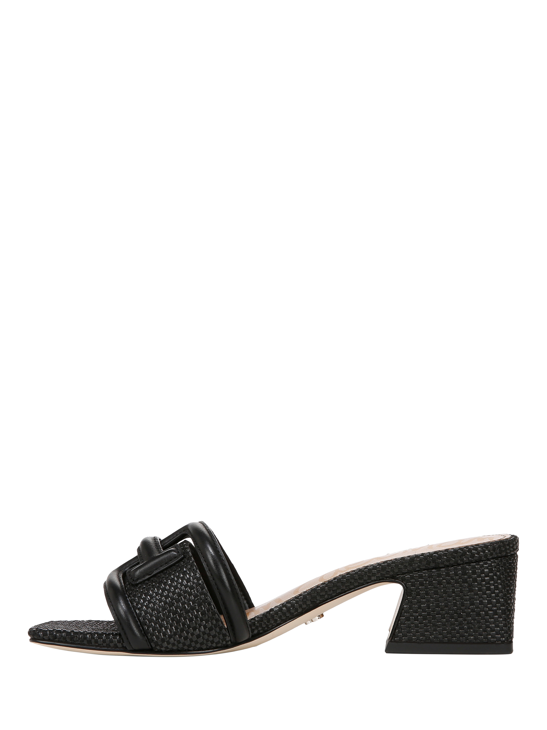 Product image 2 of 6, which shows Sam Edelman Waylon Woven Leather Heeled Sandals, Black, 3