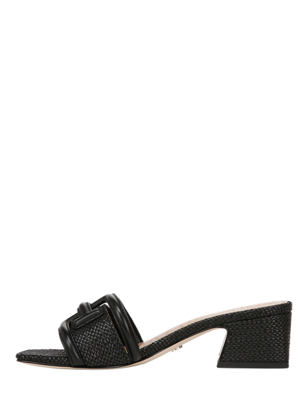 Sam Edelman Waylon Woven Leather Heeled Sandals - view 2, Black