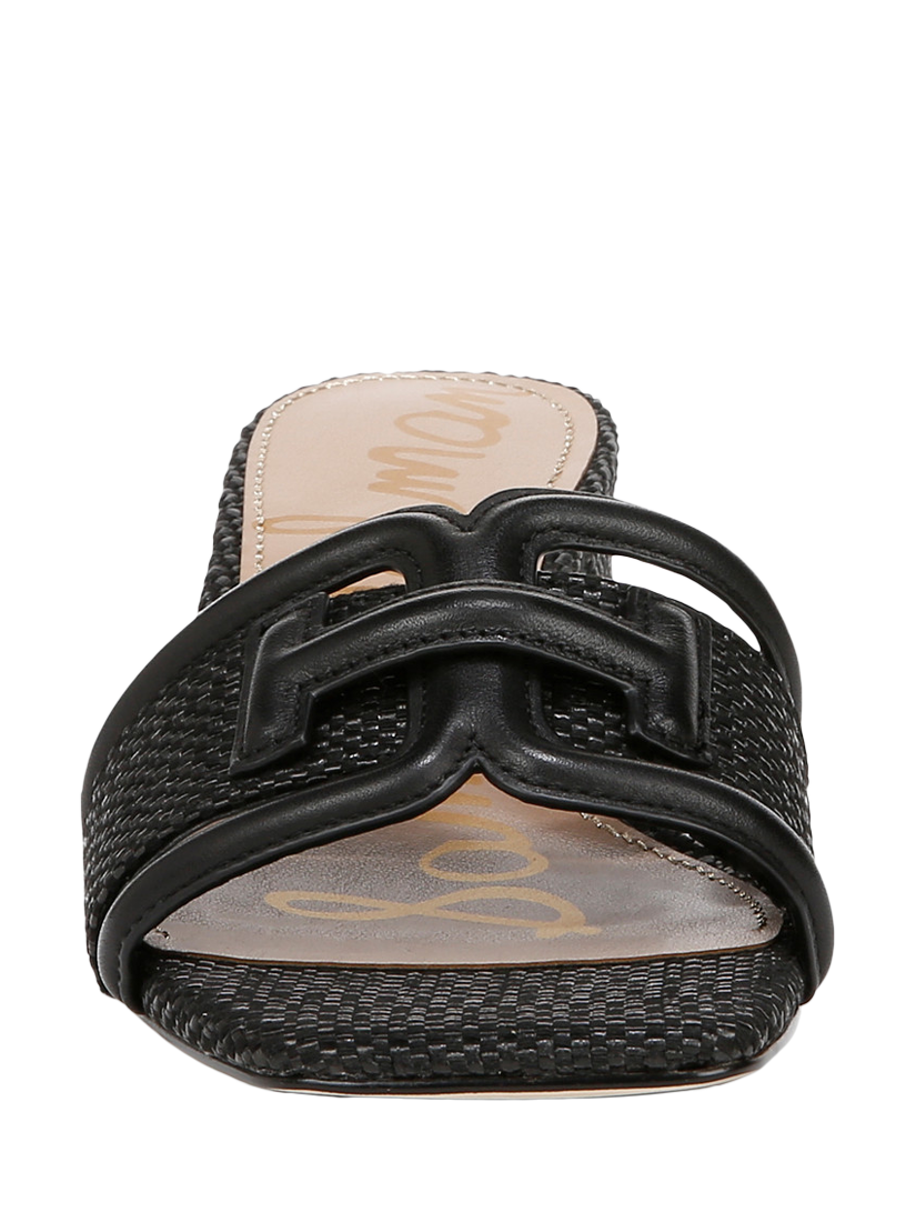 Product image 3 of 6, which shows Sam Edelman Waylon Woven Leather Heeled Sandals, Black, 3