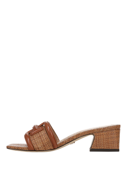 Sam Edelman Waylon Woven Leather Heeled Sandals - view 2, Rich Cognac