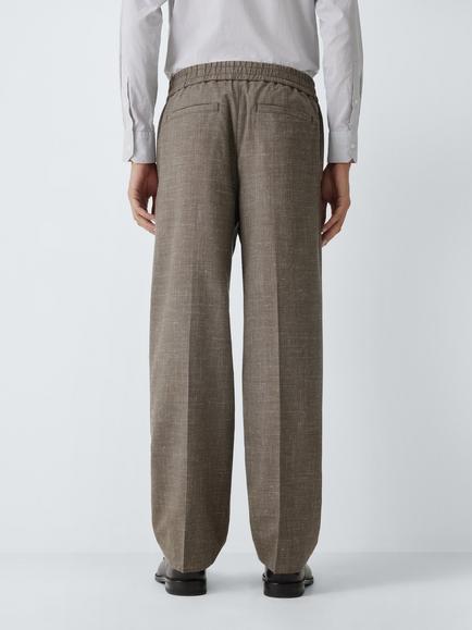 J. Lewis Elasticated Waist Wool Blend Trousers, Brown - view 2, Brown