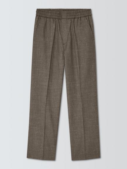 John Lewis Elasticated Waist Wool Blend Trousers, Brown, Brown
