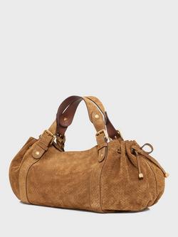 Gerard Darel 24H Suede Shoulder Bag, Amber - view 2, Amber
