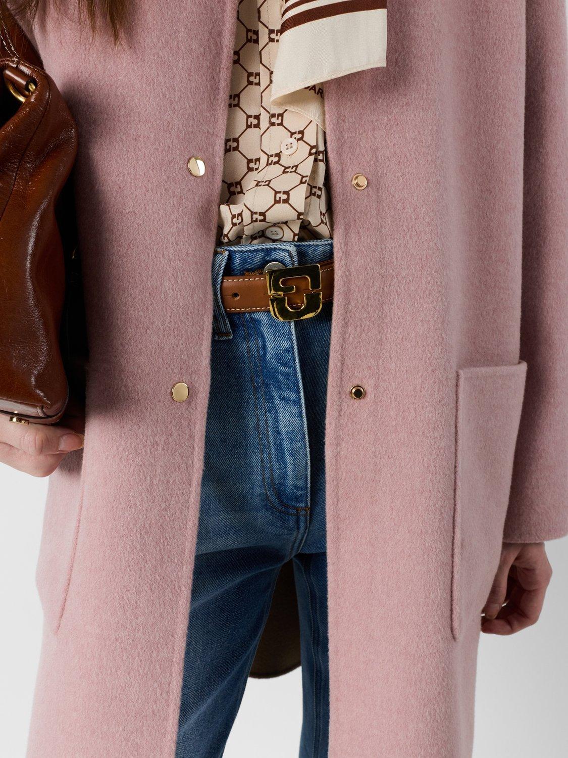 Product image 5 of 7, which shows Gerard Darel Precilia Pure Wool Coat, Pink, 10