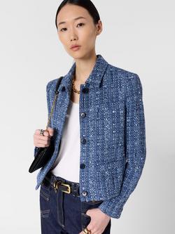 Gerard Darel Tahlia Tweed Jacket, Indigo - view 2, Indigo